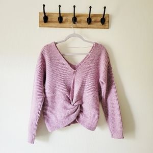 Anthropologie | Angel of the North Pink Twist Tie Sweater